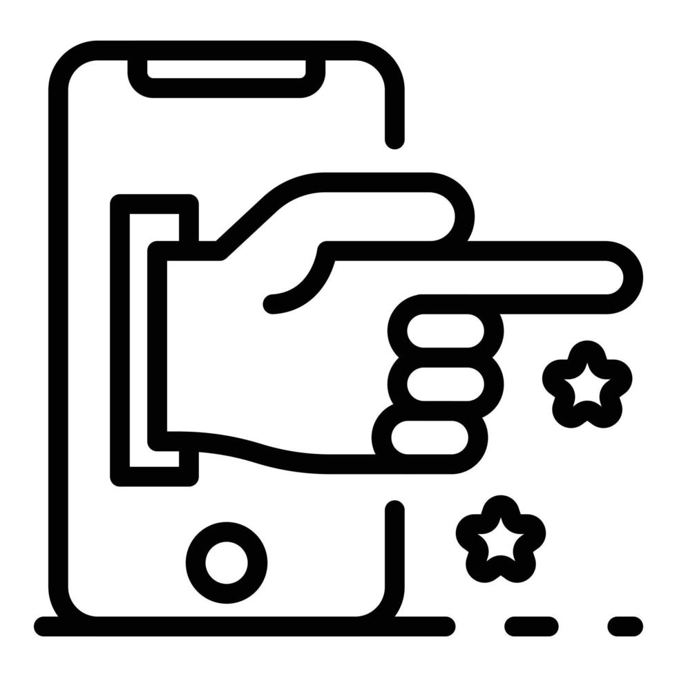 Show finger smartphone icon, outline style vector