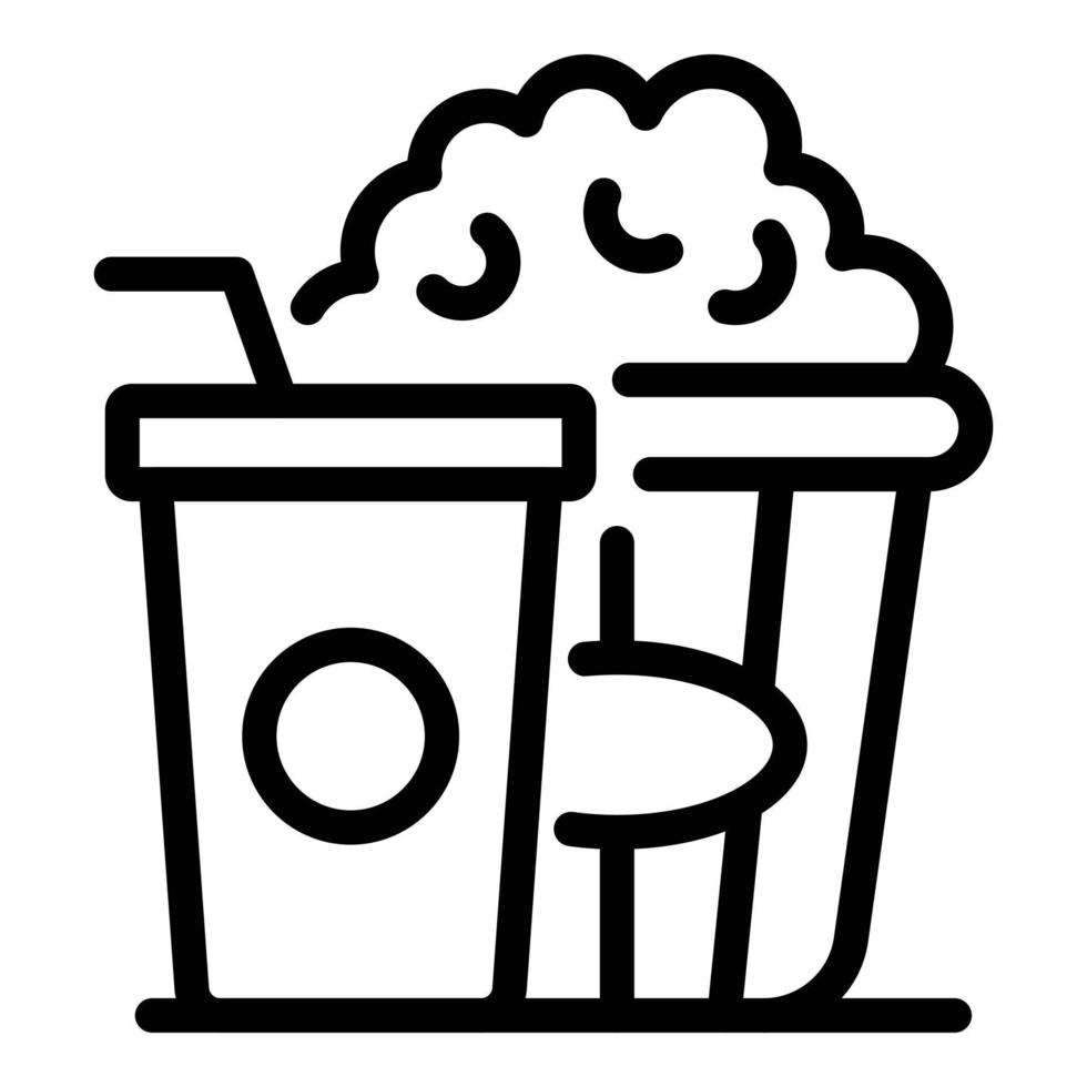 Popcorn and cola icon, outline style vector