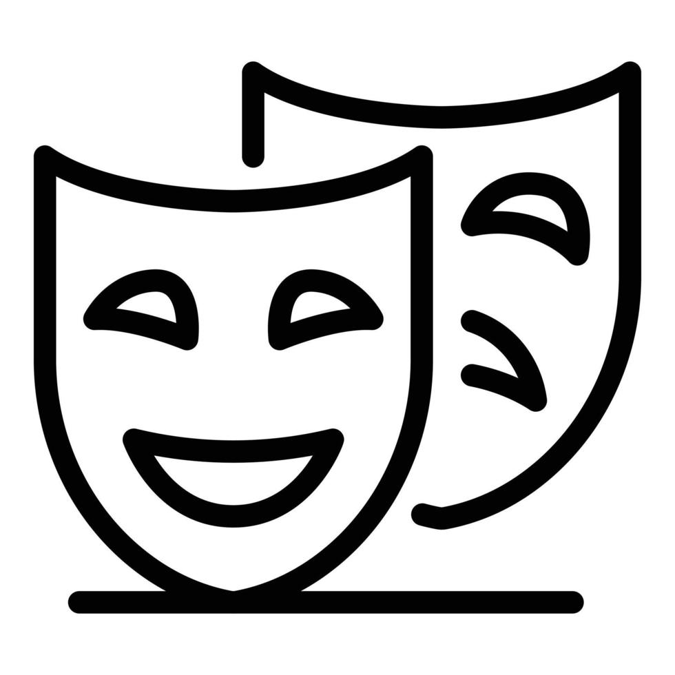 Theatre masks icon, outline style vector