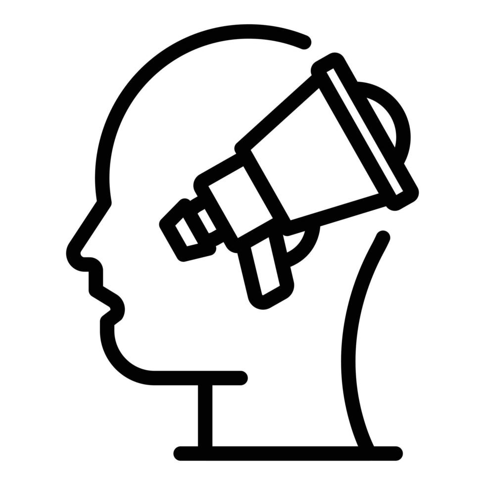 Megaphone head idea icon, outline style vector