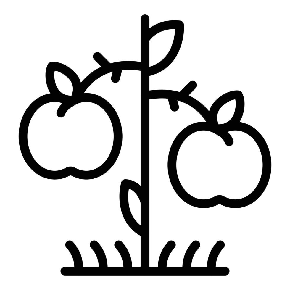 icono de productor de árboles de manzana, estilo de esquema vector