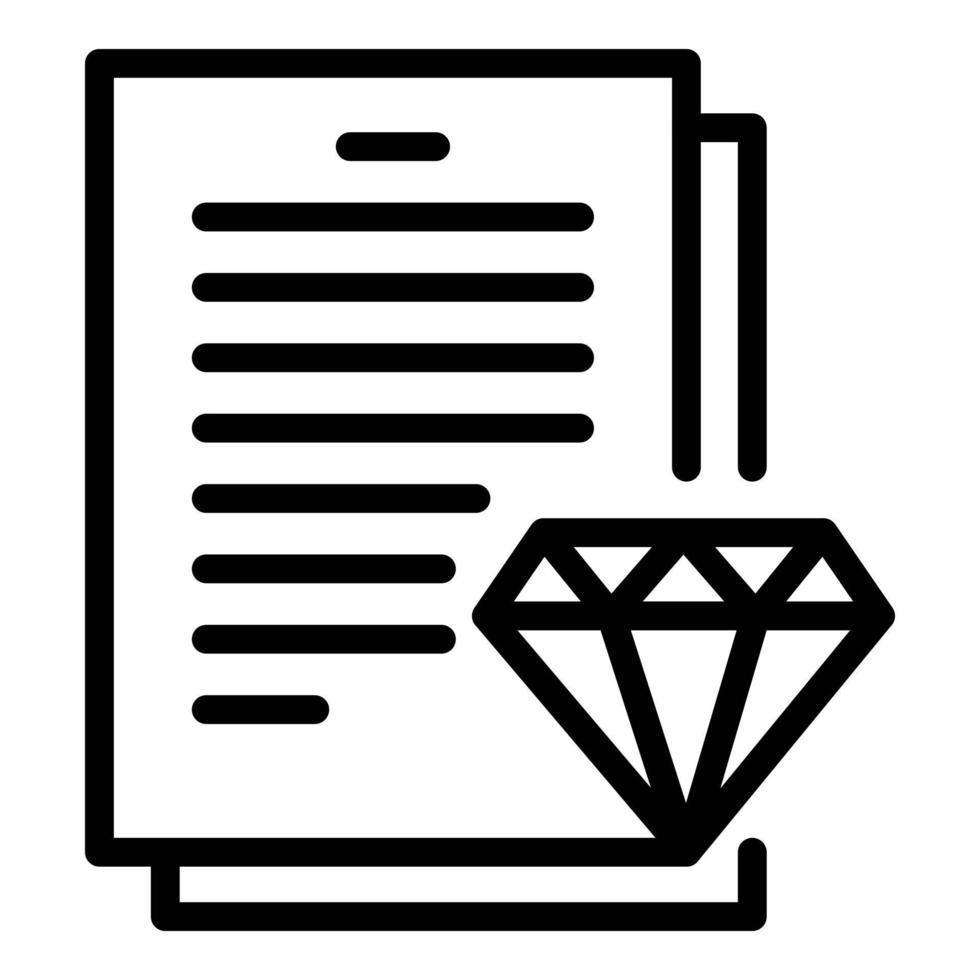 icono de papel experto en diamantes, estilo de contorno vector
