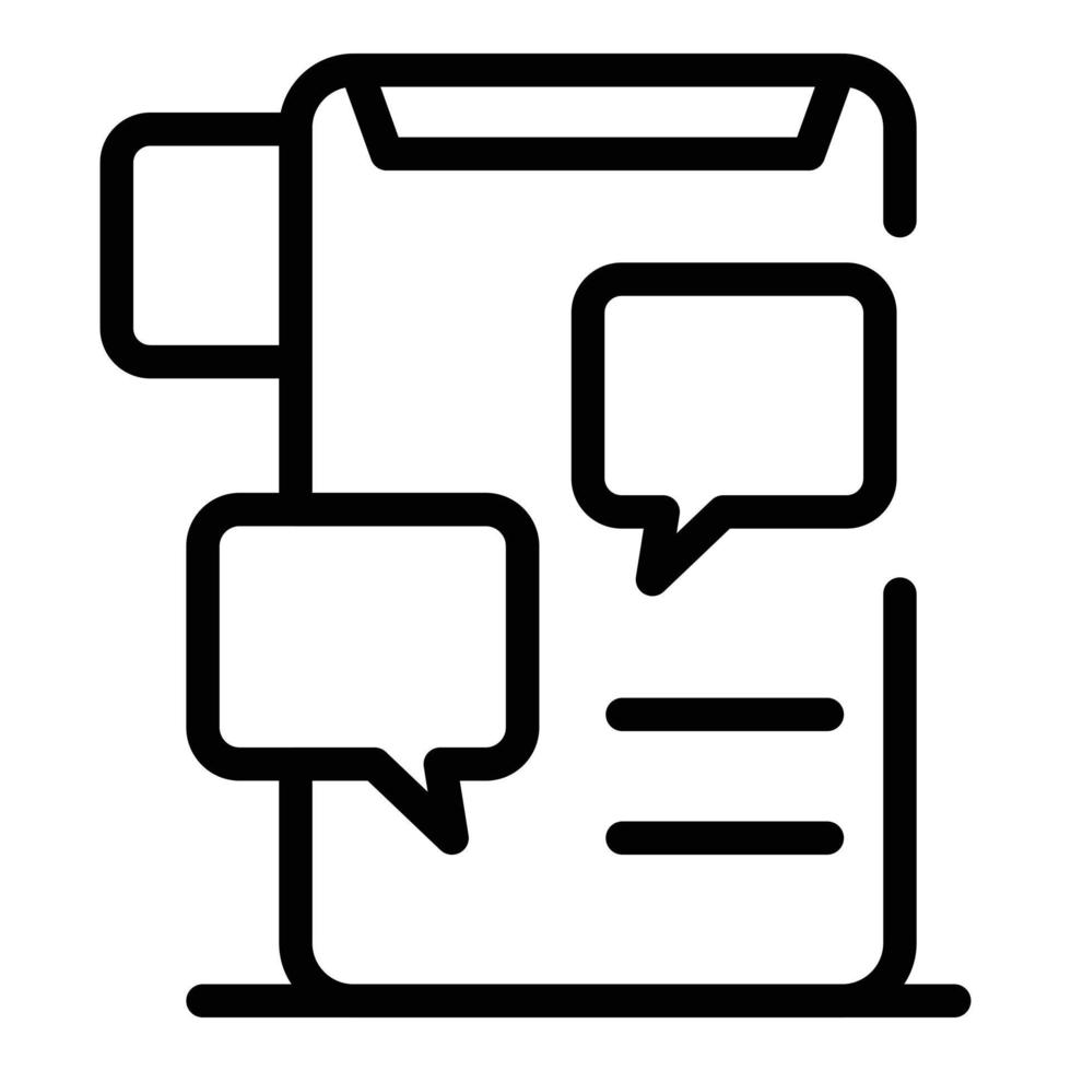 Smartphone chat icon, outline style vector