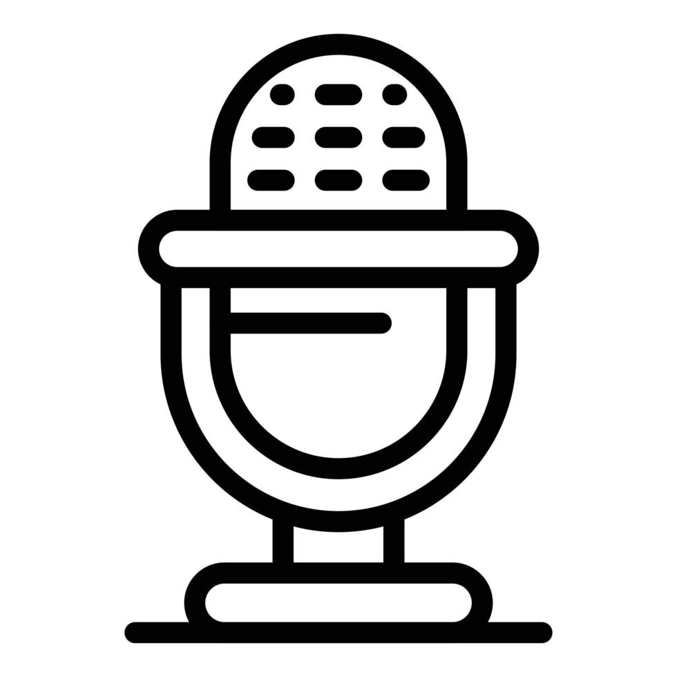 Retro microphone icon, outline style vector