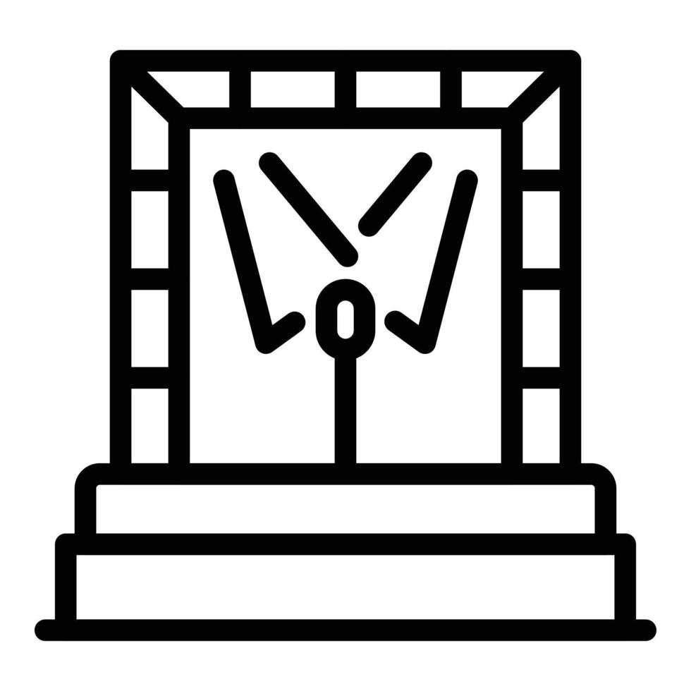 Stage and microphone icon, outline style vector