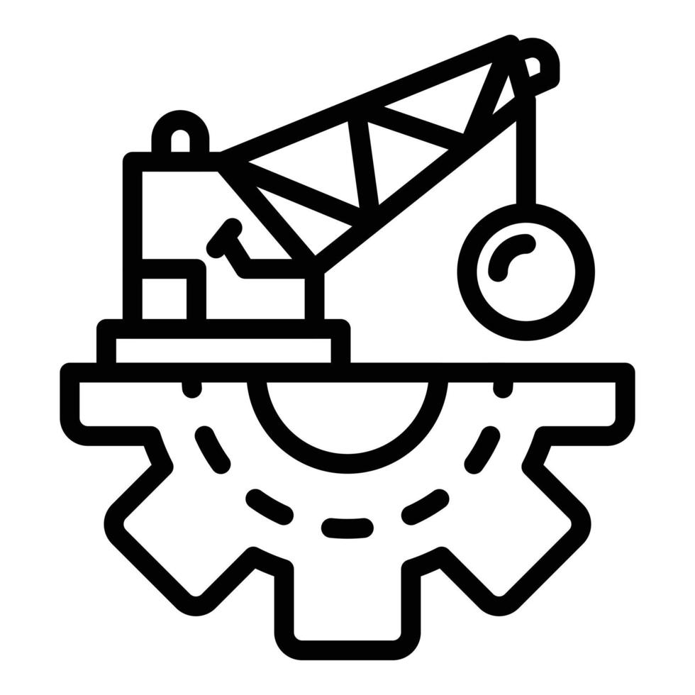 Demolition crane icon, outline style vector