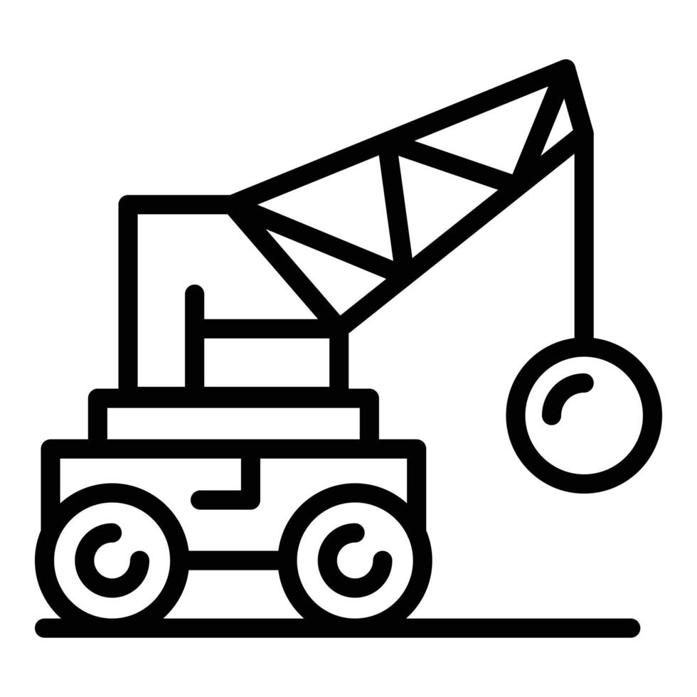 Crane wrecking ball icon, outline style vector