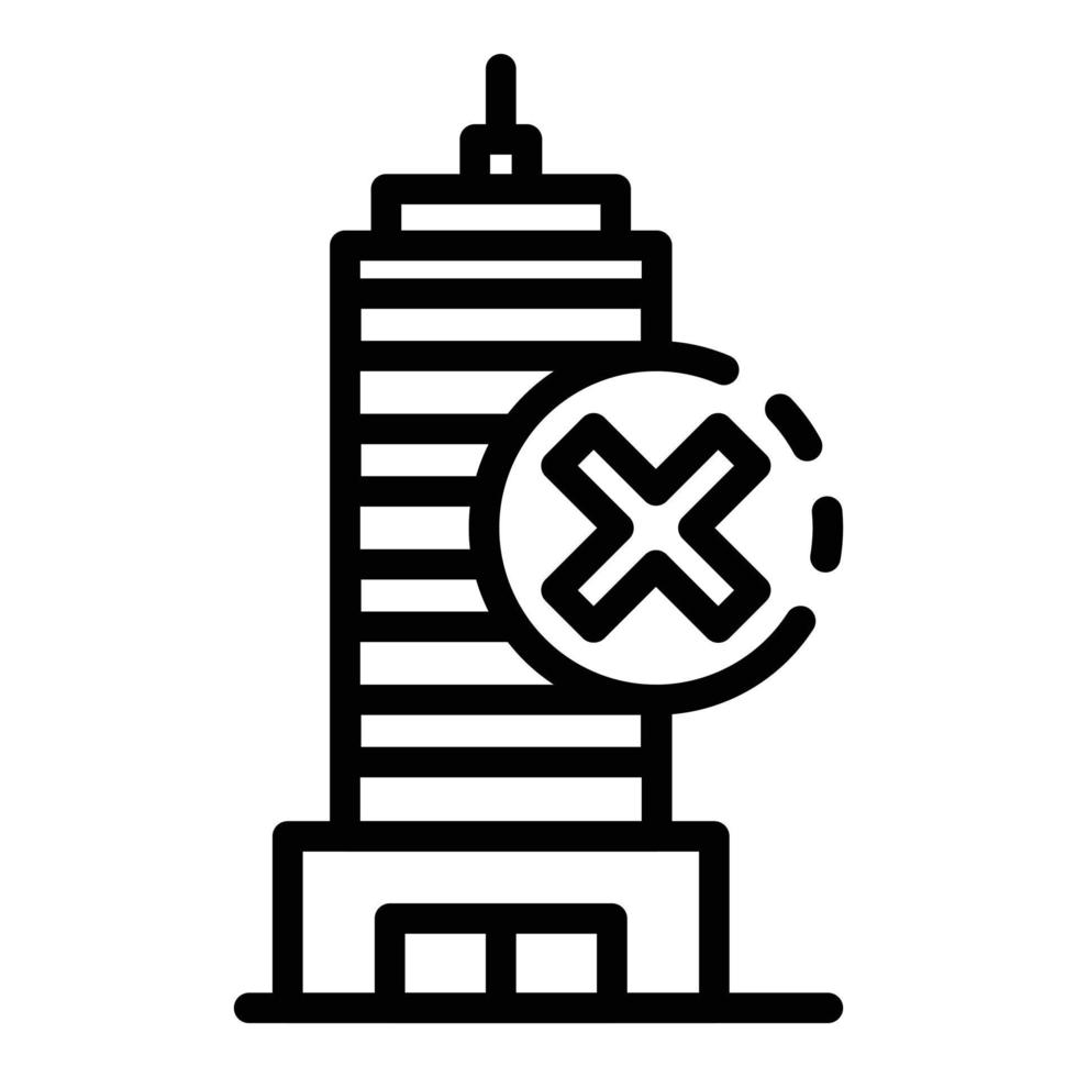 Building under demolition icon, outline style vector