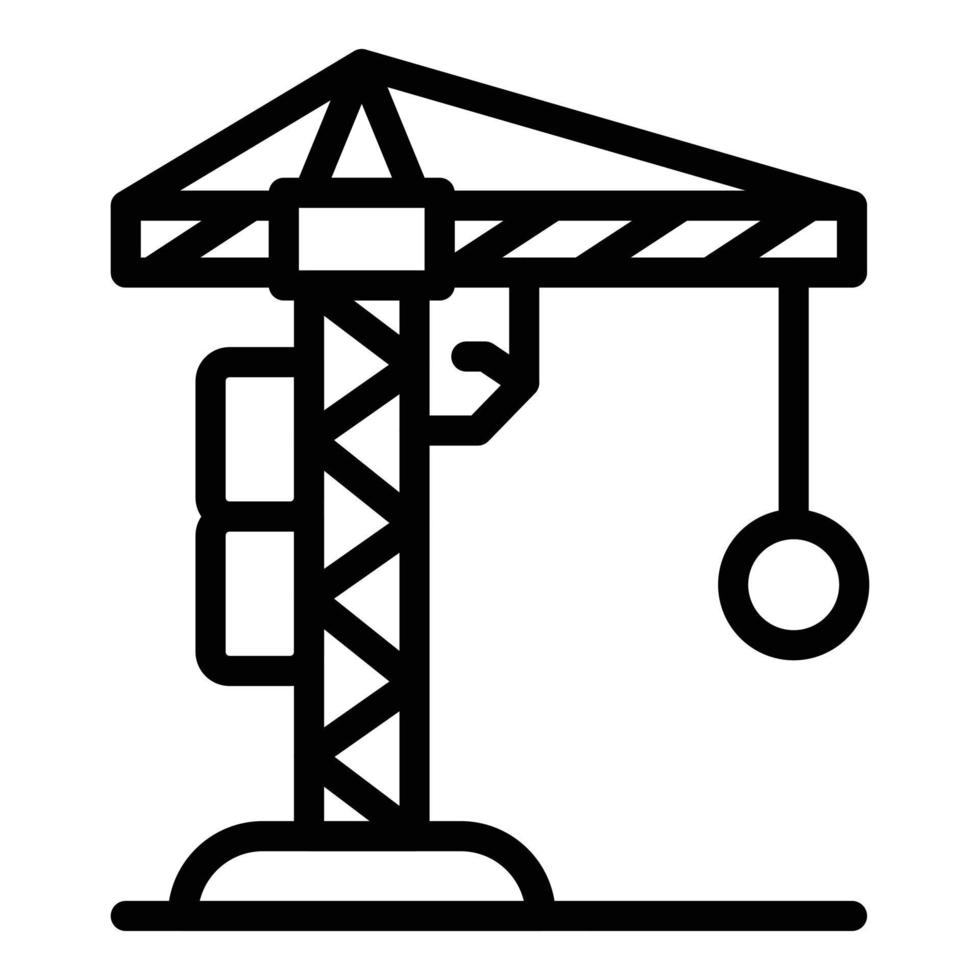 Demolition construction crane icon, outline style vector