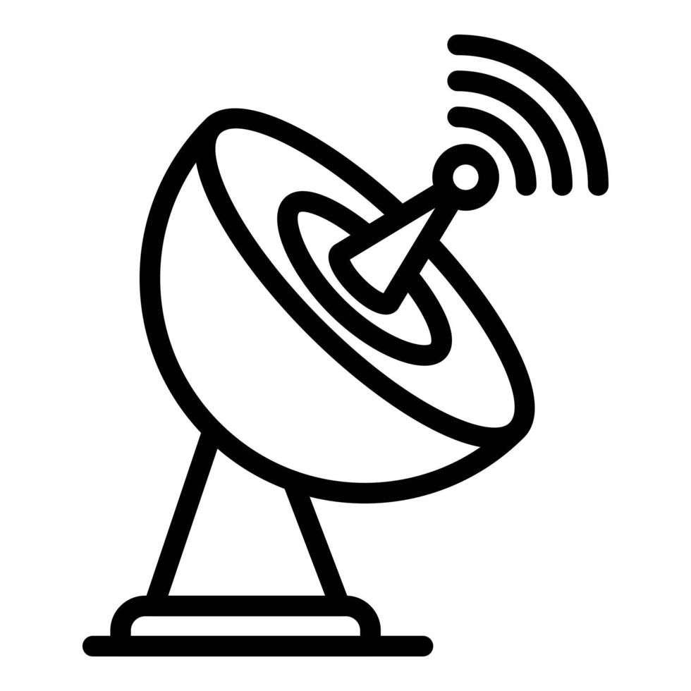 icono de antena parabólica, estilo de contorno vector