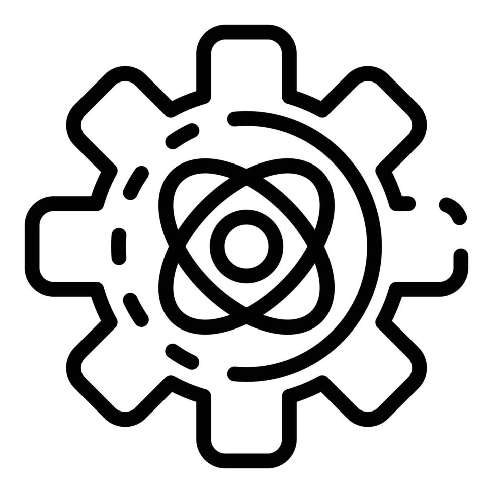 engranaje con icono de átomo, estilo de contorno vector