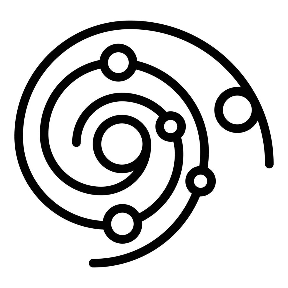 Spiral motion of planets icon, outline style vector
