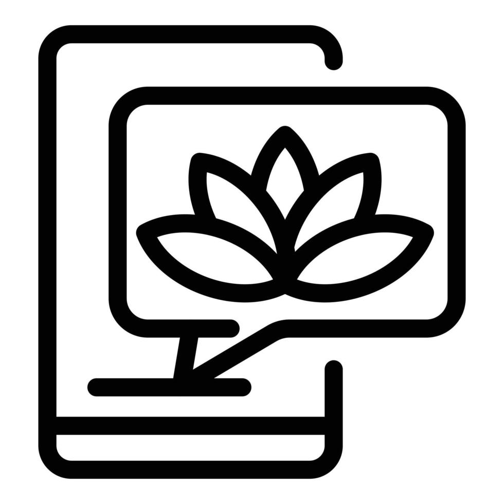 Smartphone and lotus icon, outline style vector