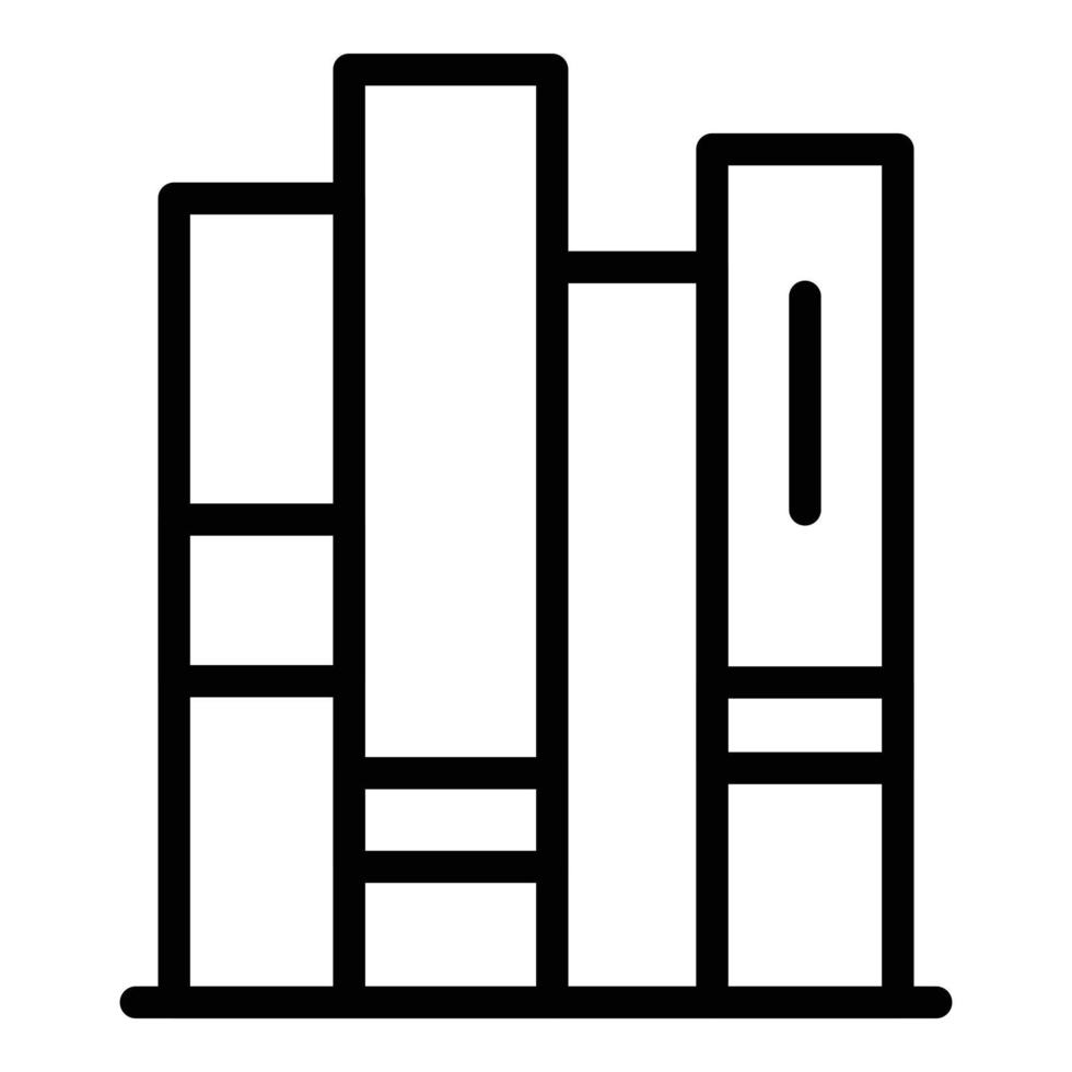 Books on the shelf icon, outline style vector