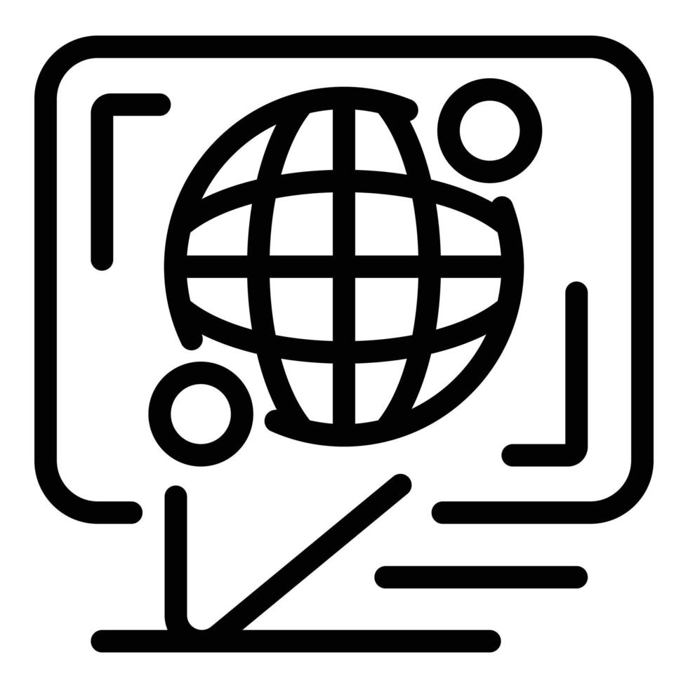 Globe in chchat cloud icon, outline style vector