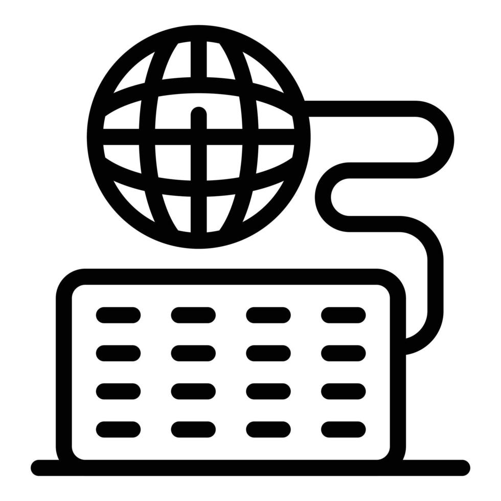 Globe and calendar icon, outline style vector