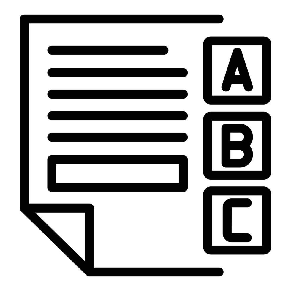 Examination sheet icon, outline style vector