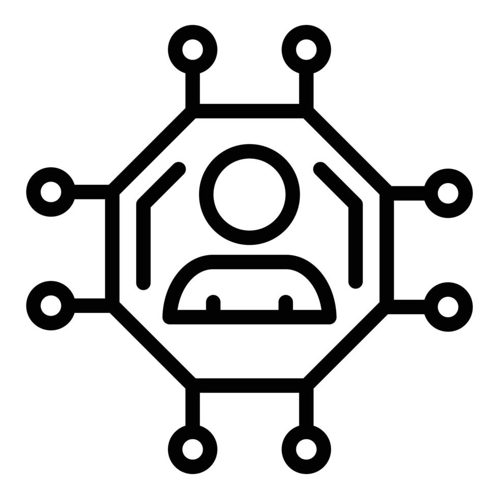 Man on a chip icon, outline style vector