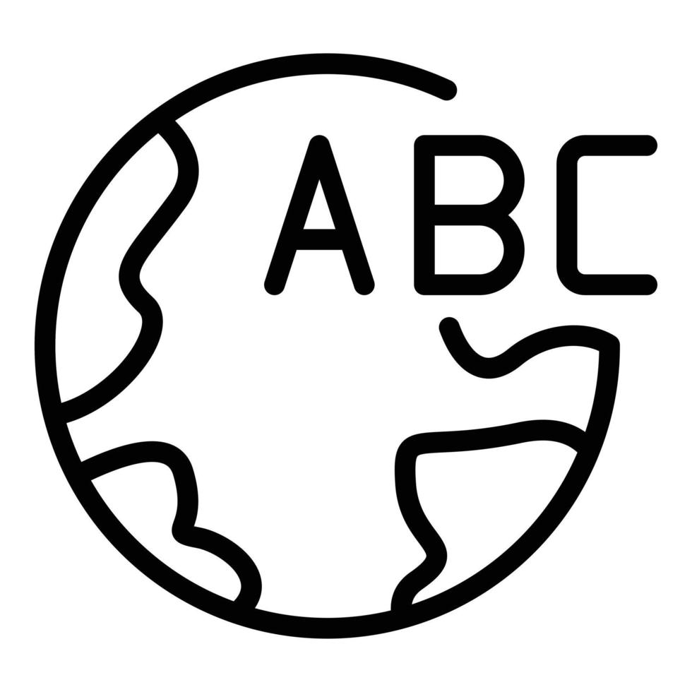 Earth abc icon, outline style vector