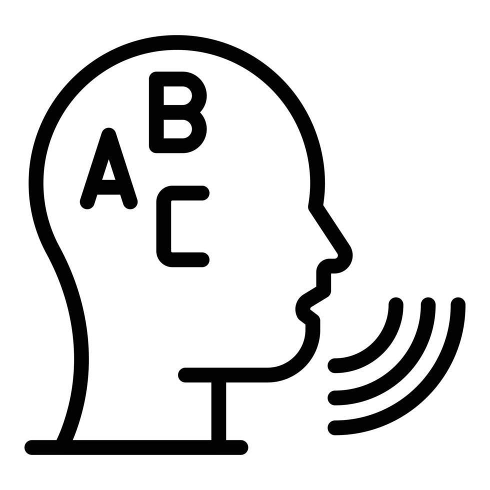 Head abc icon, outline style vector