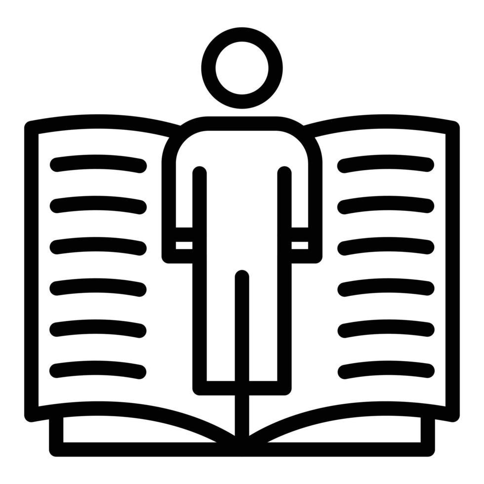 Teacher and open book icon, outline style vector