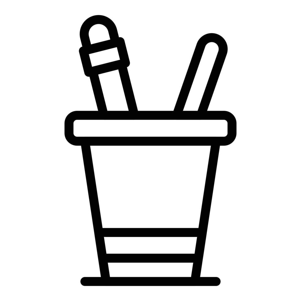 Pencil holder icon, outline style vector