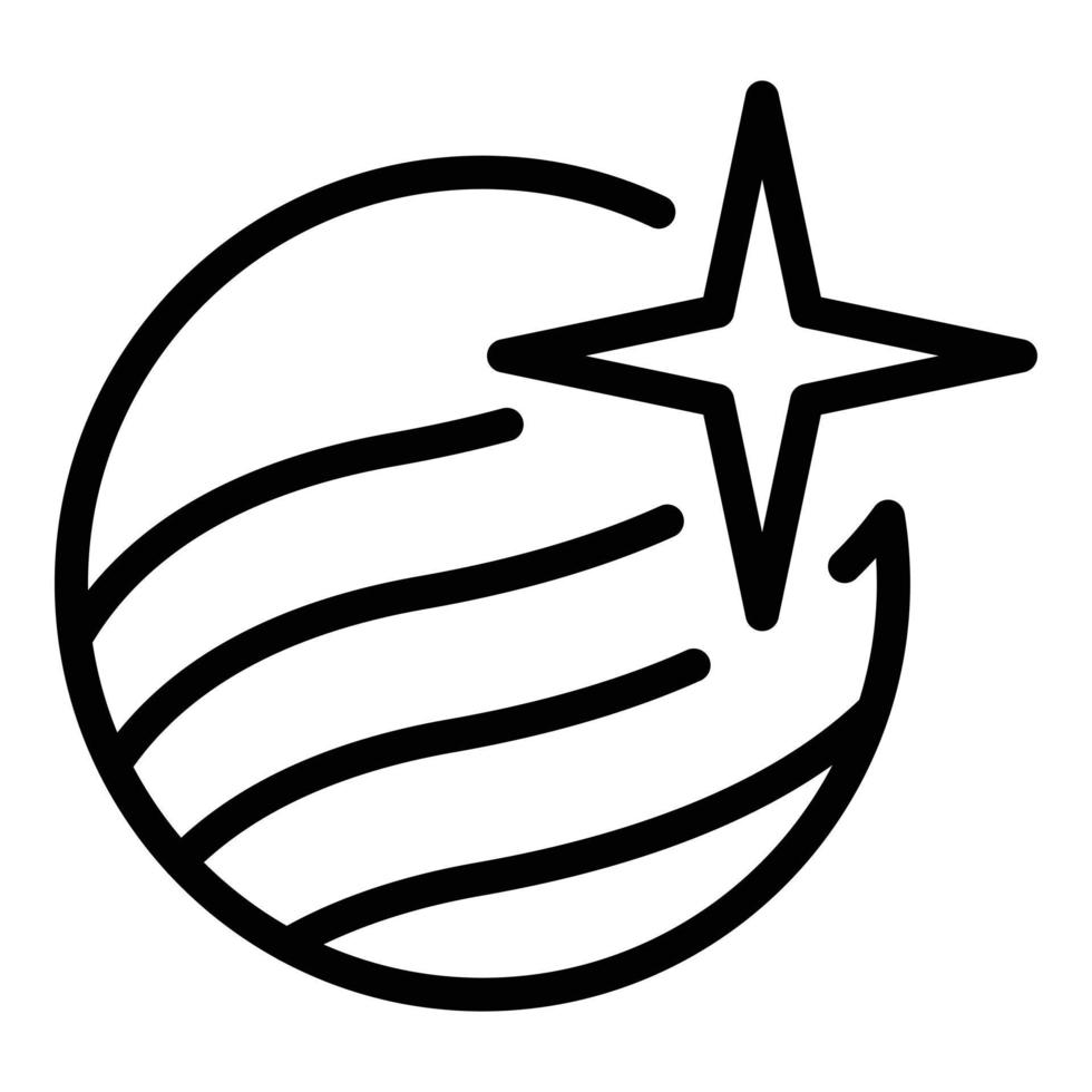 Planet and star icon, outline style vector