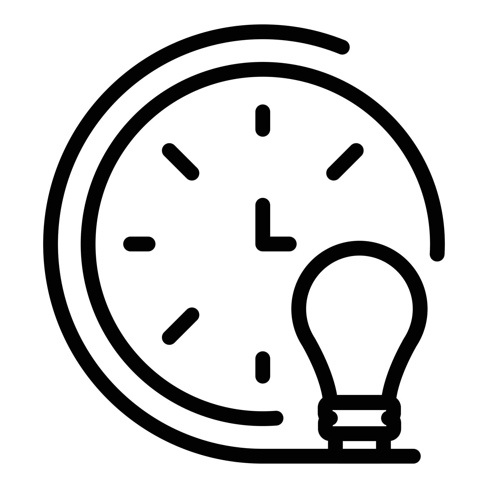 Clock and light bulb icon, outline style 15665675 Vector Art at Vecteezy