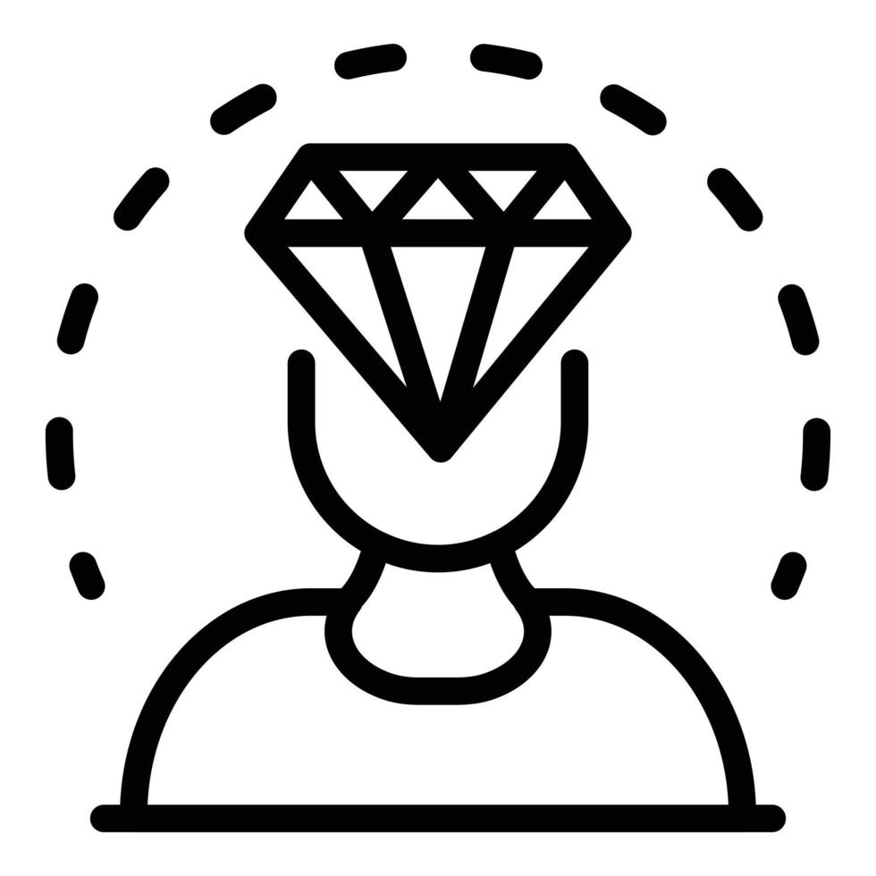 Diamond in the head icon, outline style vector