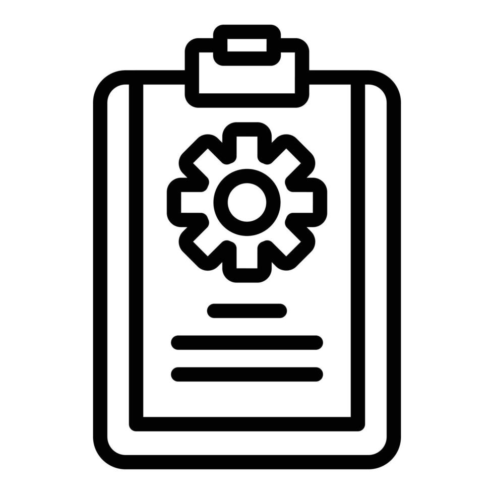 Blank with cog wheel icon, outline style vector
