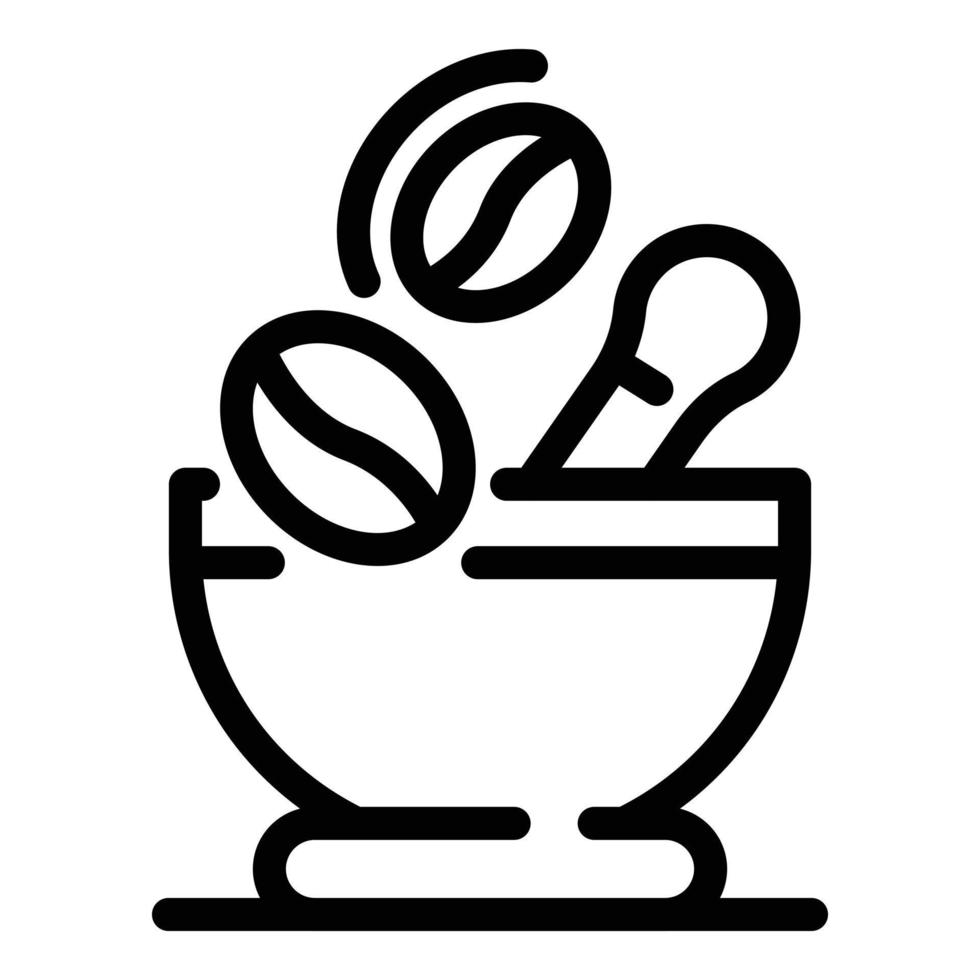 Bowl and coffee seeds icon, outline style vector