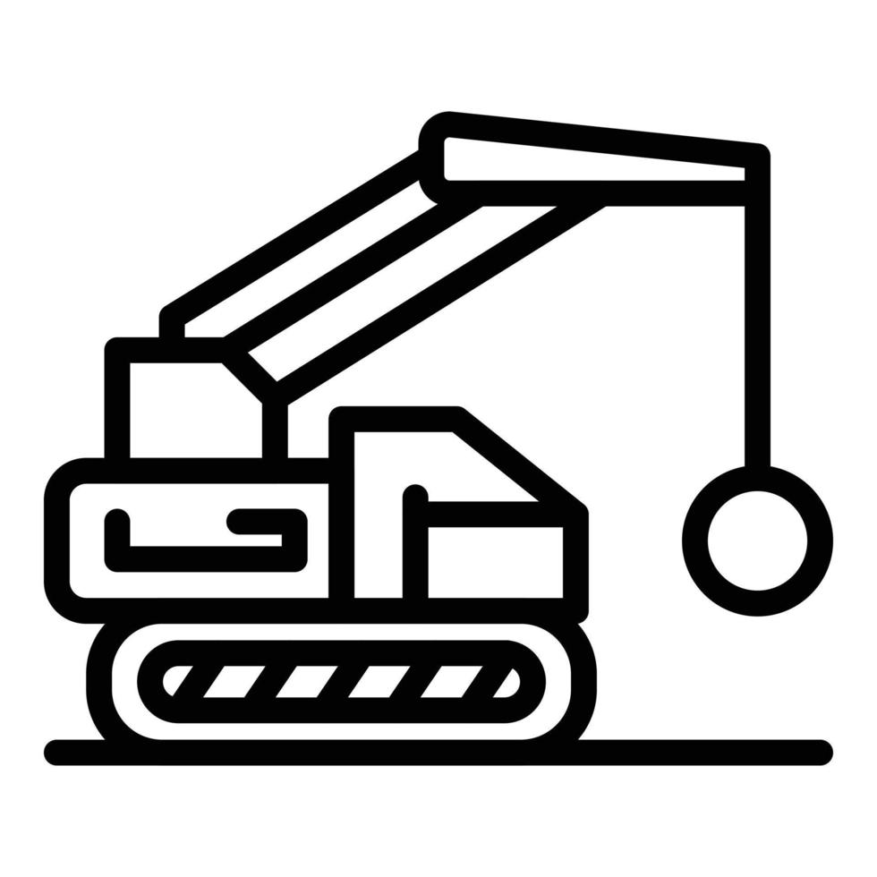 Excavator wrecking ball icon, outline style vector