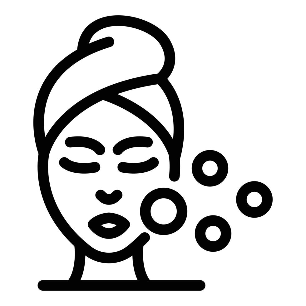 Womans face and circles icon, outline style vector