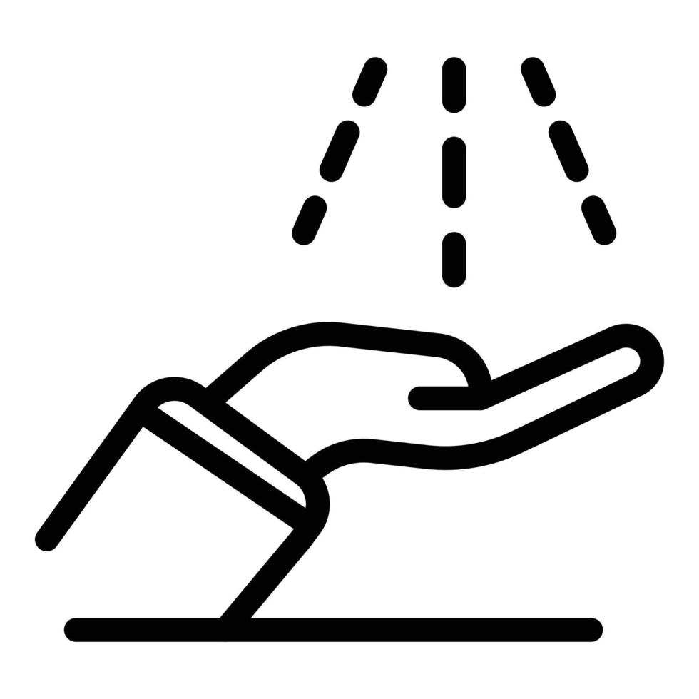 Water jets on the palm icon, outline style vector