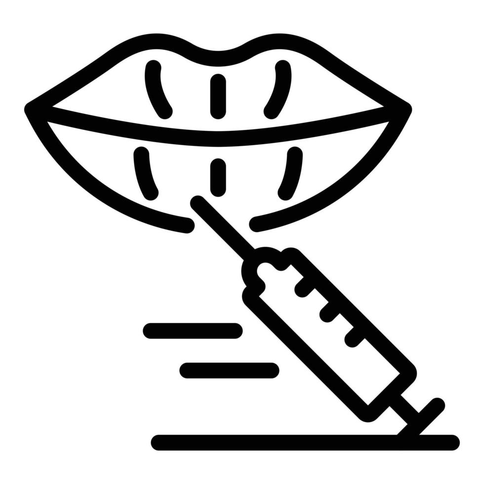 Lips and syringe icon, outline style vector