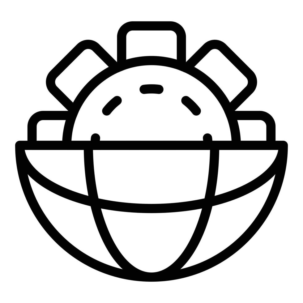 Gear and globe icon, outline style vector