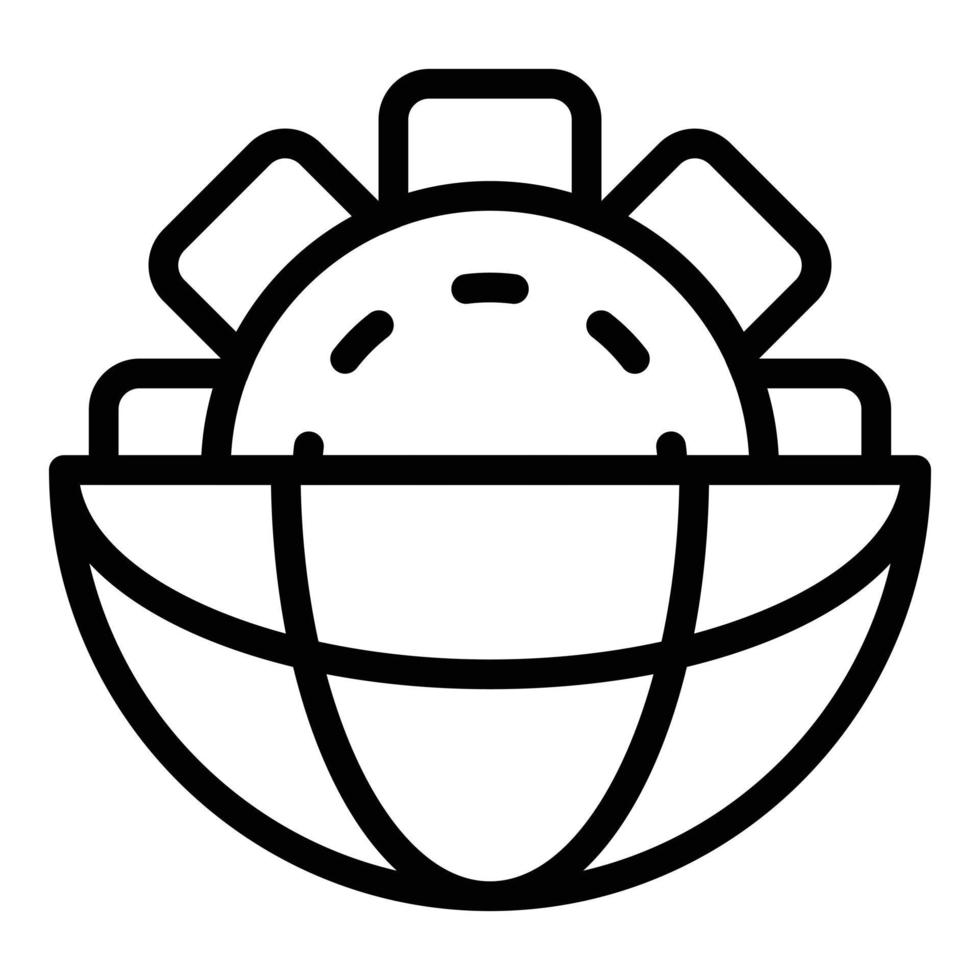 Gear and globe icon, outline style vector