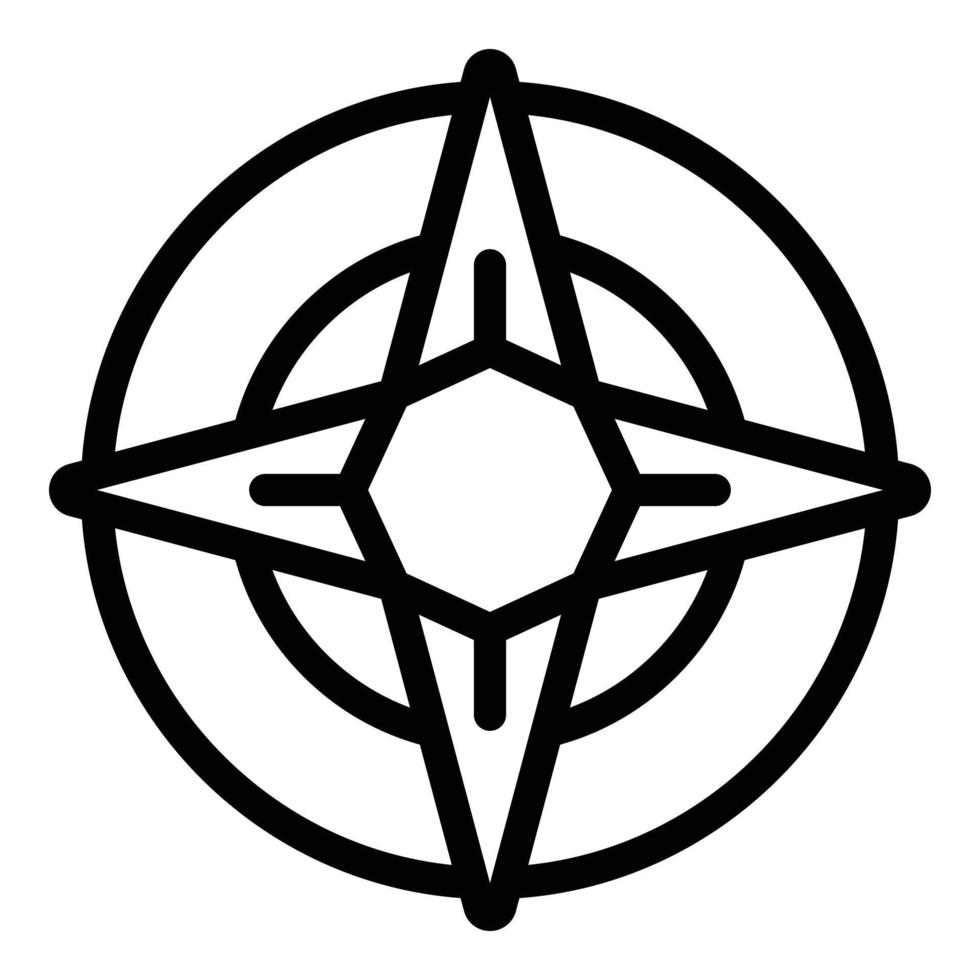 Wind rose icon, outline style vector