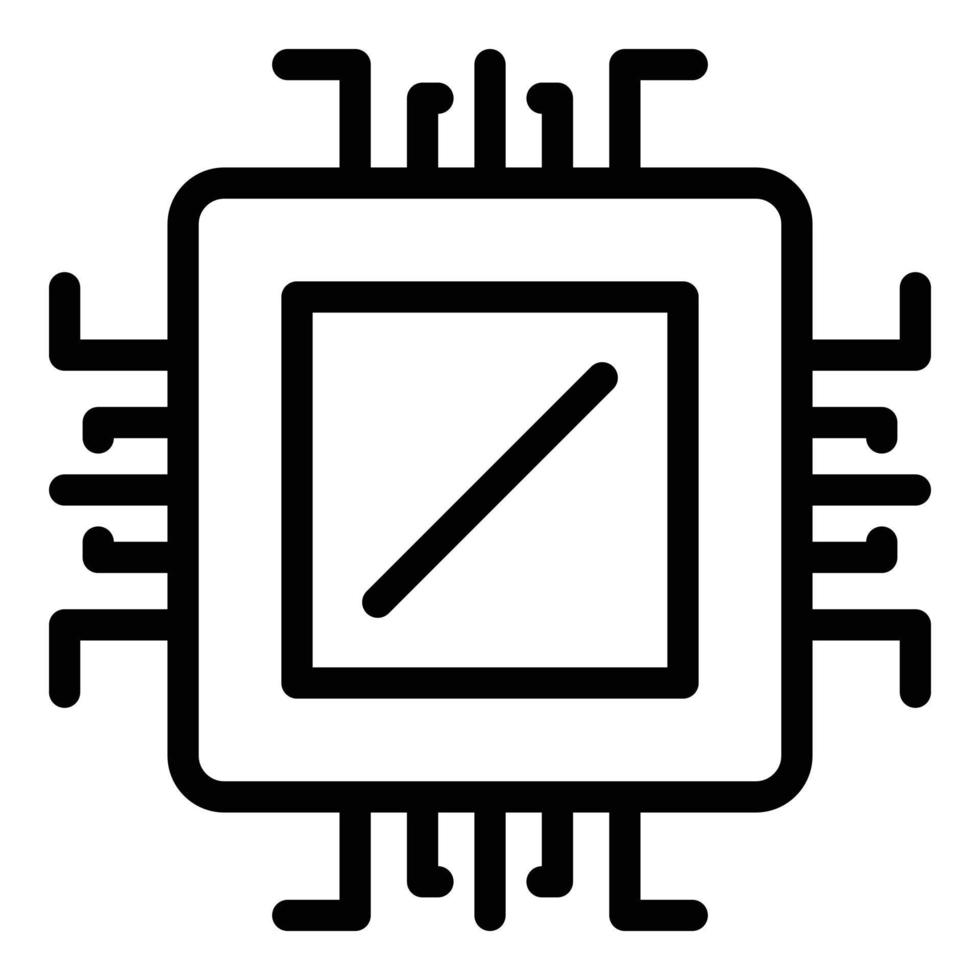 Microchip processor icon, outline style vector