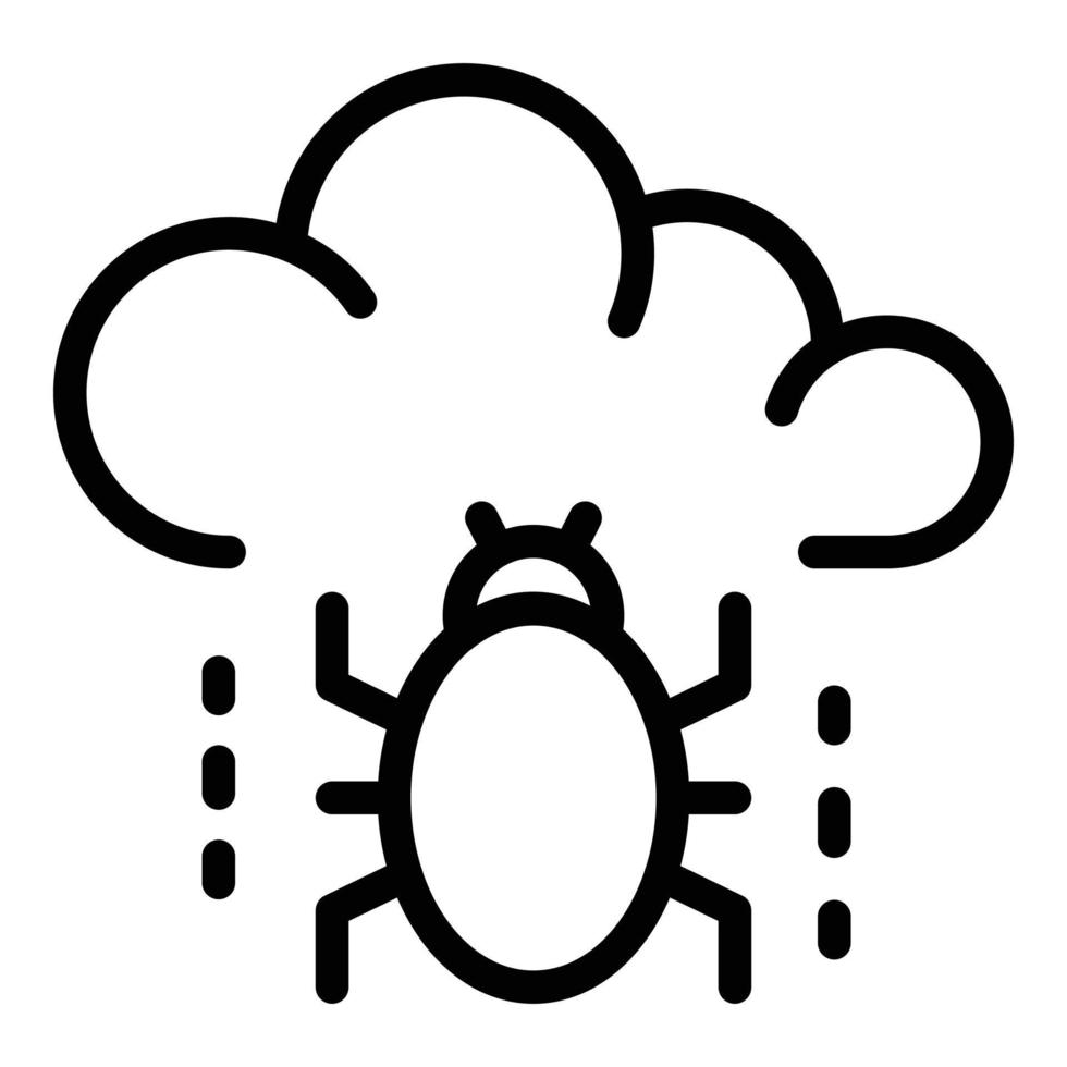 Bug on a cloud icon, outline style vector