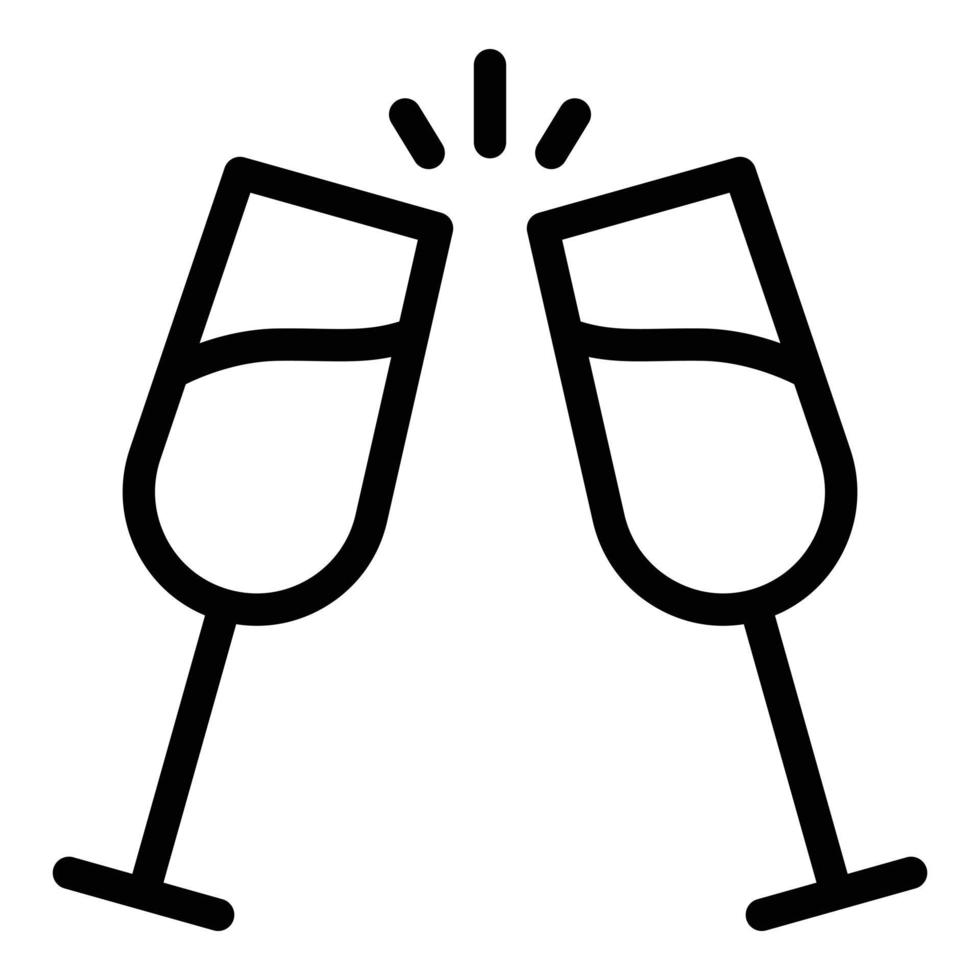 Two clinking flutes icon, outline style vector