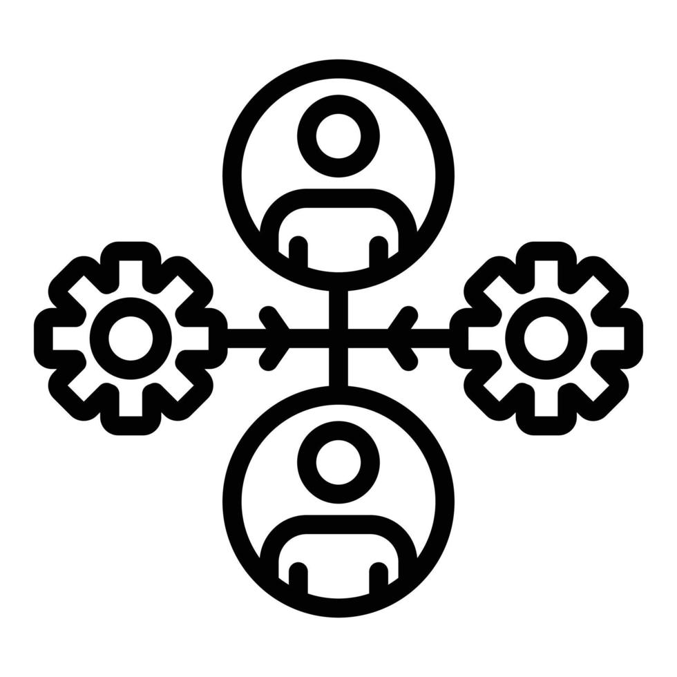 Gears and two admins icon, outline style vector