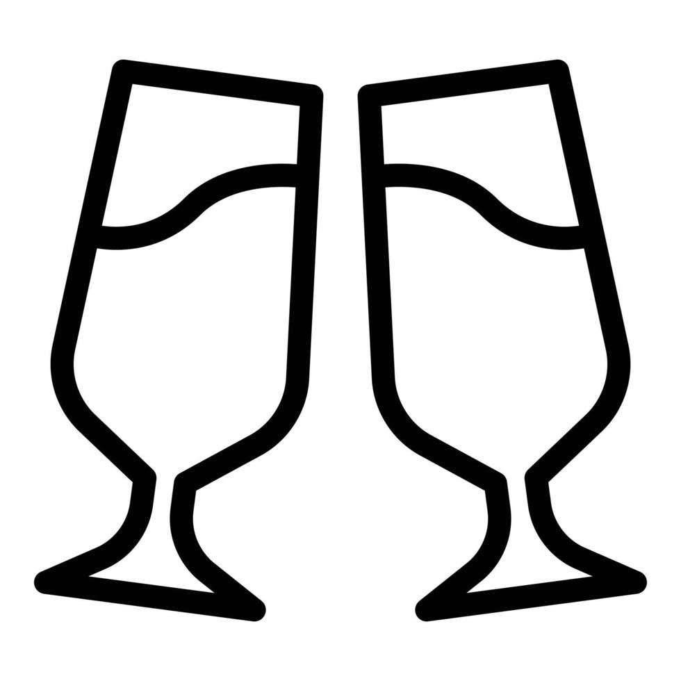 Two wine glass icon, outline style vector