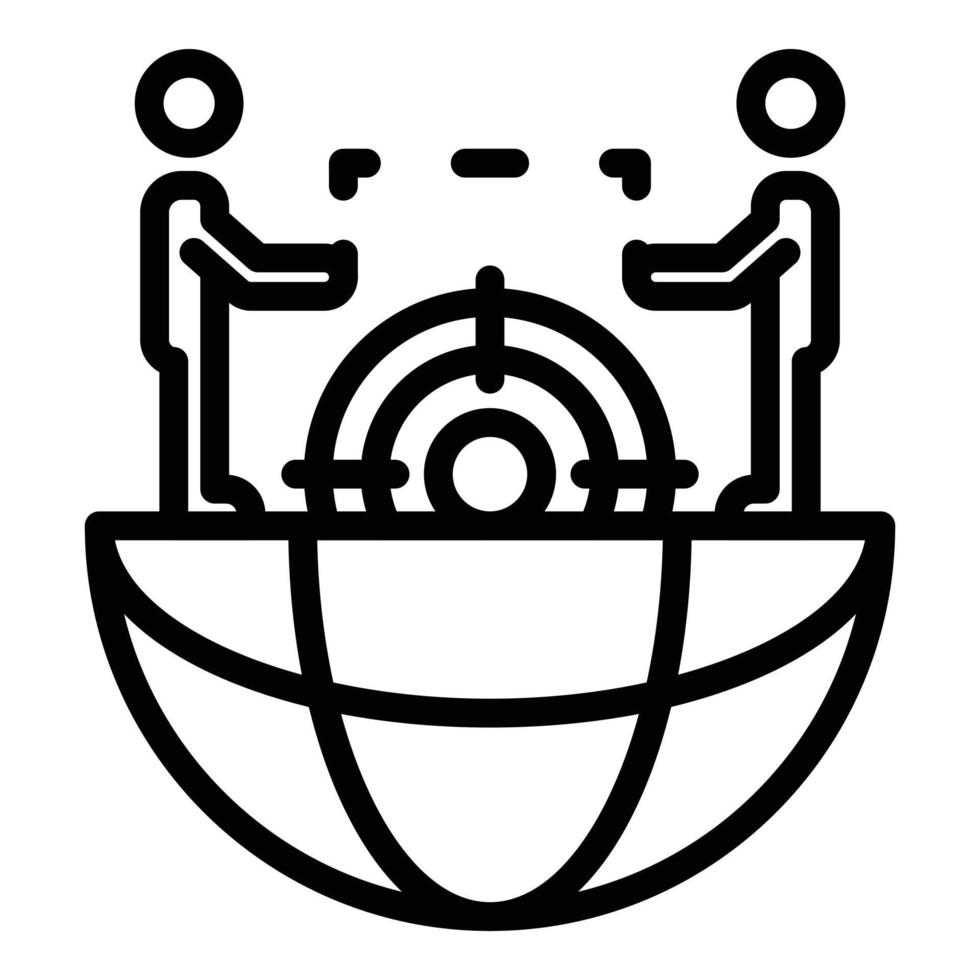 icono de cooperación mundial de cazadores de cabezas, estilo de esquema vector