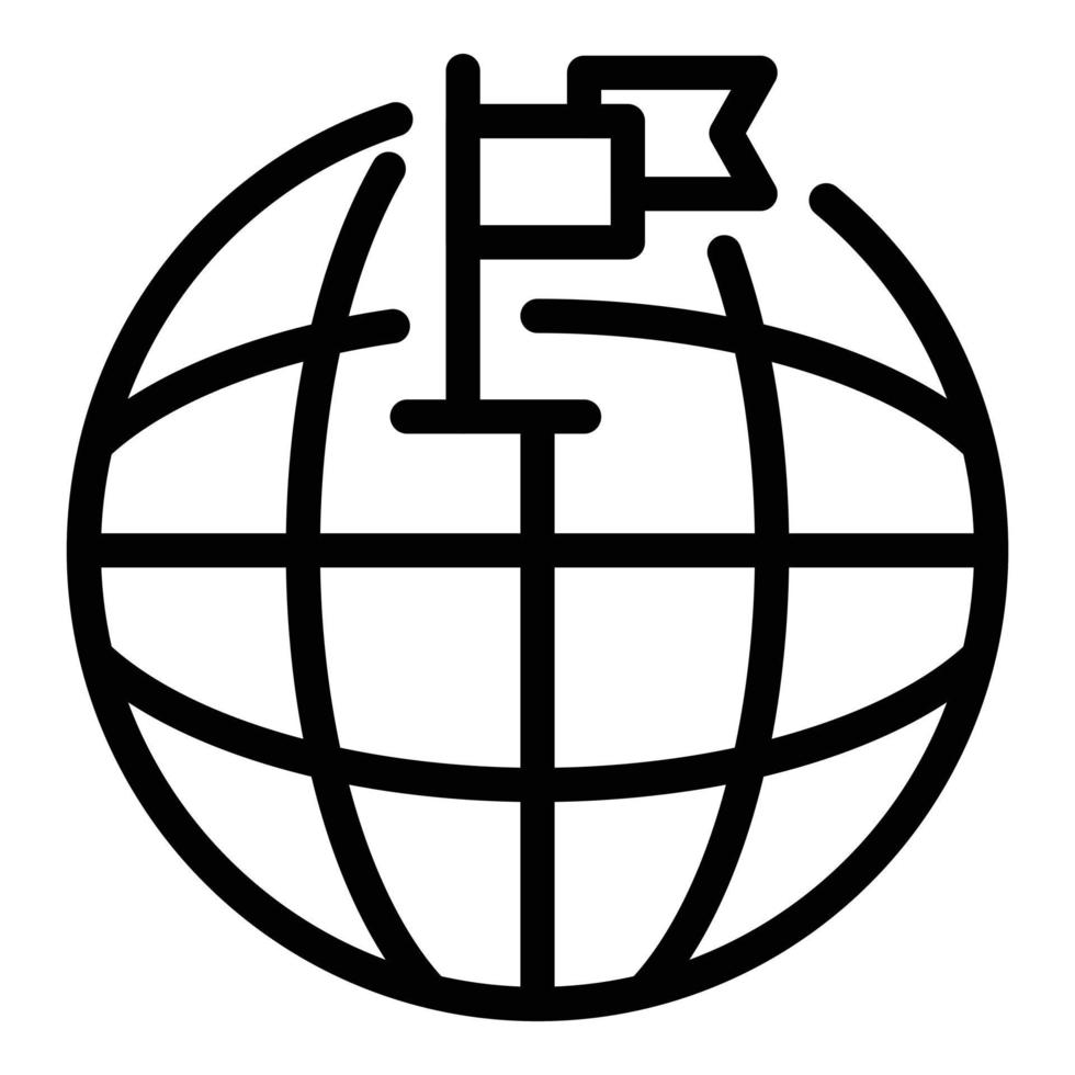 Globe and two flags icon, outline style vector