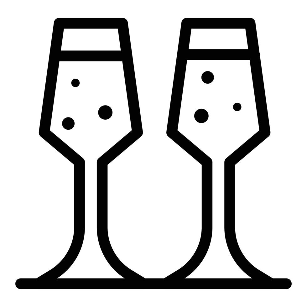 Two flute glasses icon, outline style vector