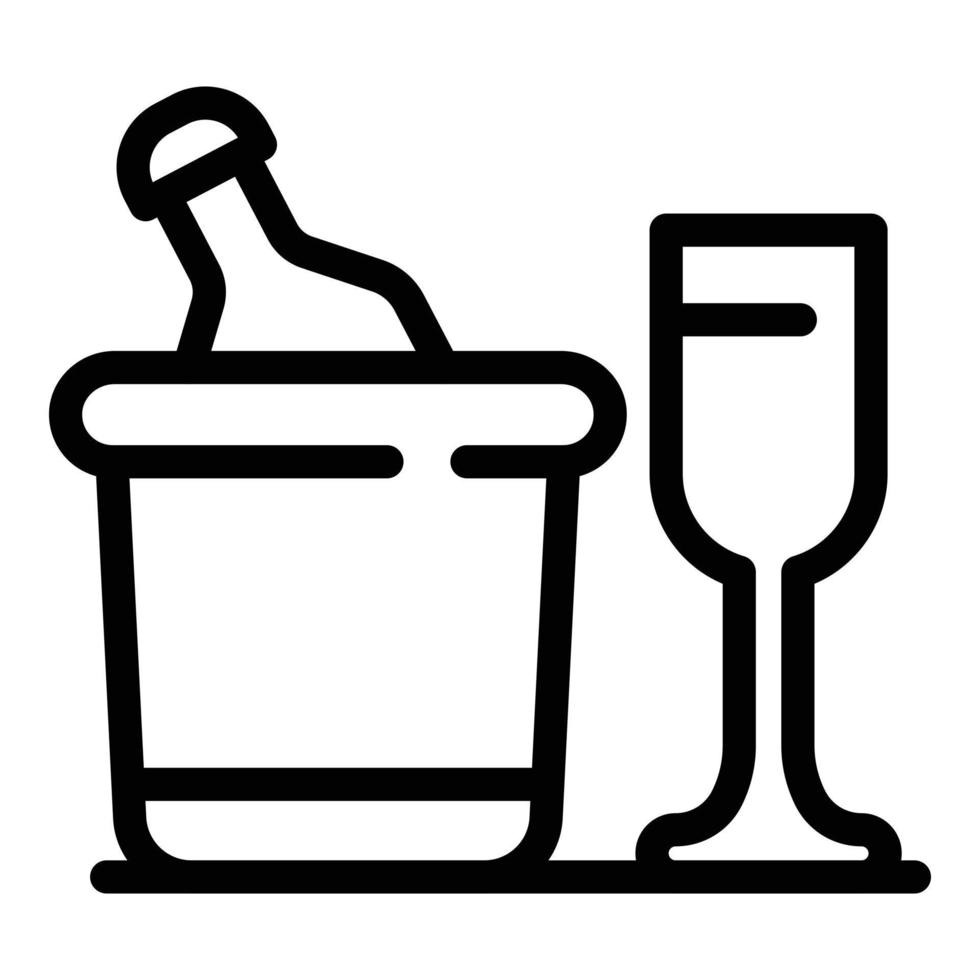 Ice bucket and glass icon, outline style vector