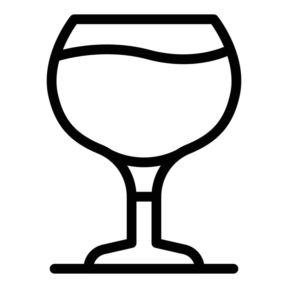 icono de copa de vino de gran tamaño, estilo de esquema vector