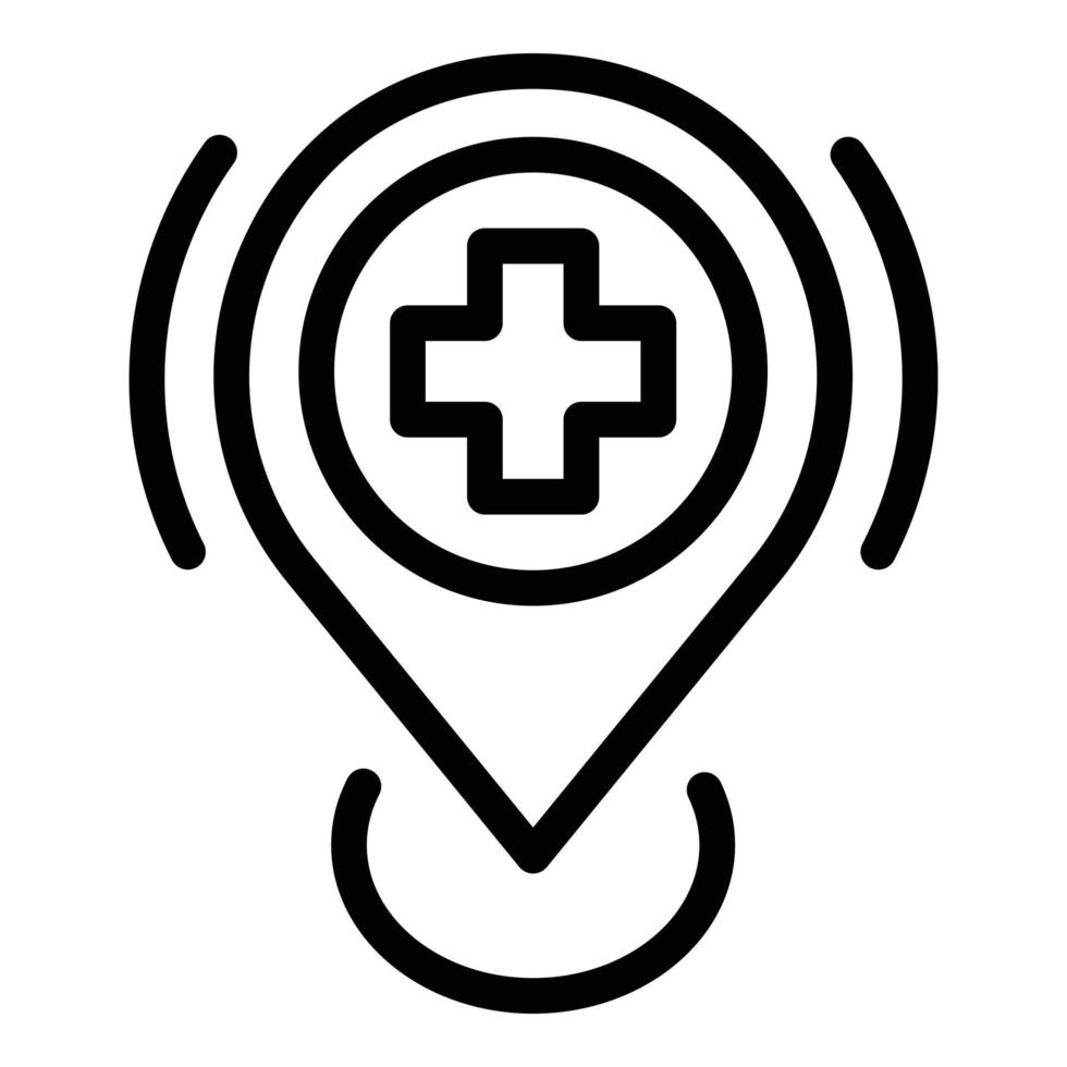 icono de ubicación del hospital, estilo de esquema vector