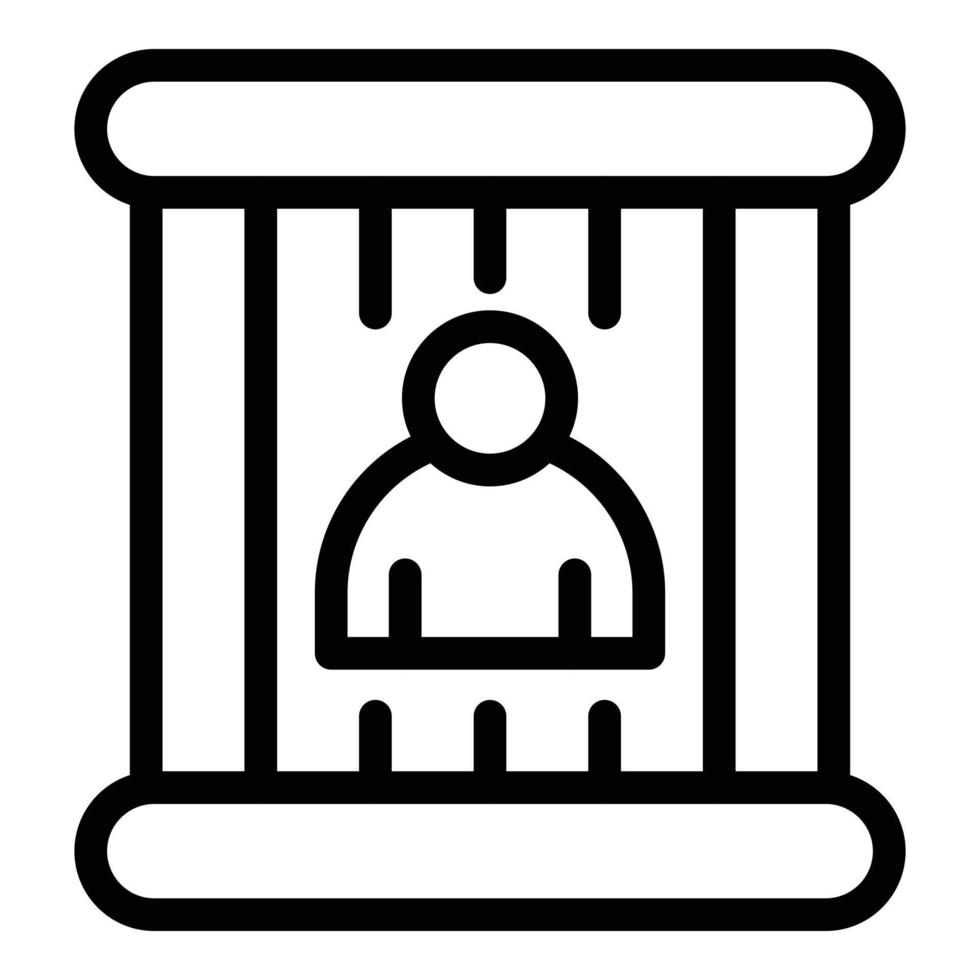 Man behind bars icon, outline style vector